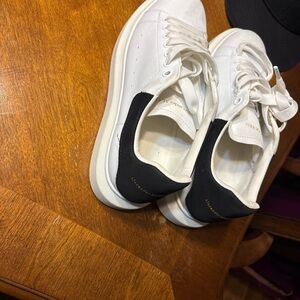 Alexander McQueen White Sneakers with Black Heel